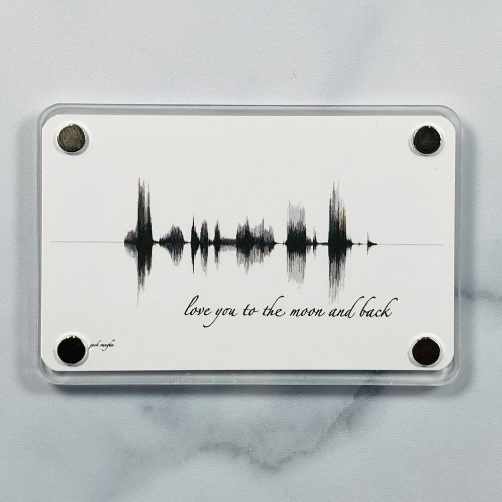 NEW Love You To The Moon Soundwave Acrylic Magnet 2.36x3.54in Black White Modern